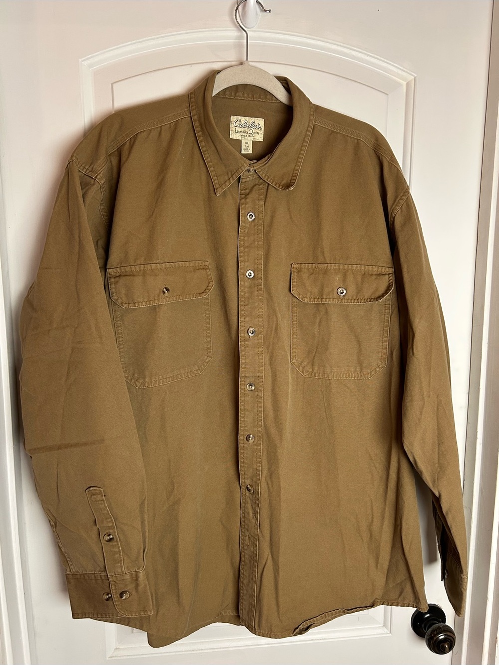Cabela's Men's Field Shirt Jacket in Brown Button Up Chest Pockets